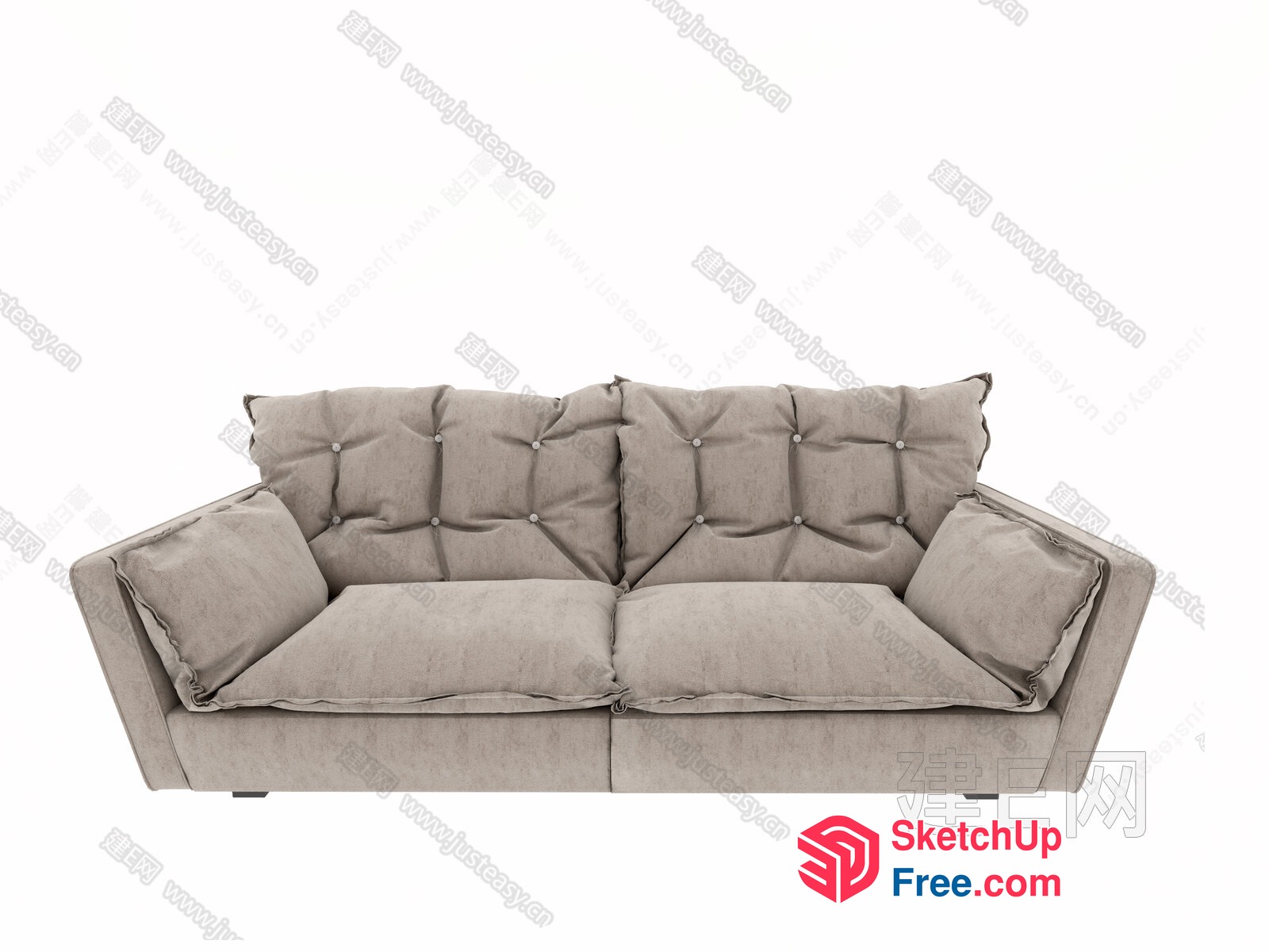 Elegant Tufted Sofa With Plush Cushions 3D SketchUp File