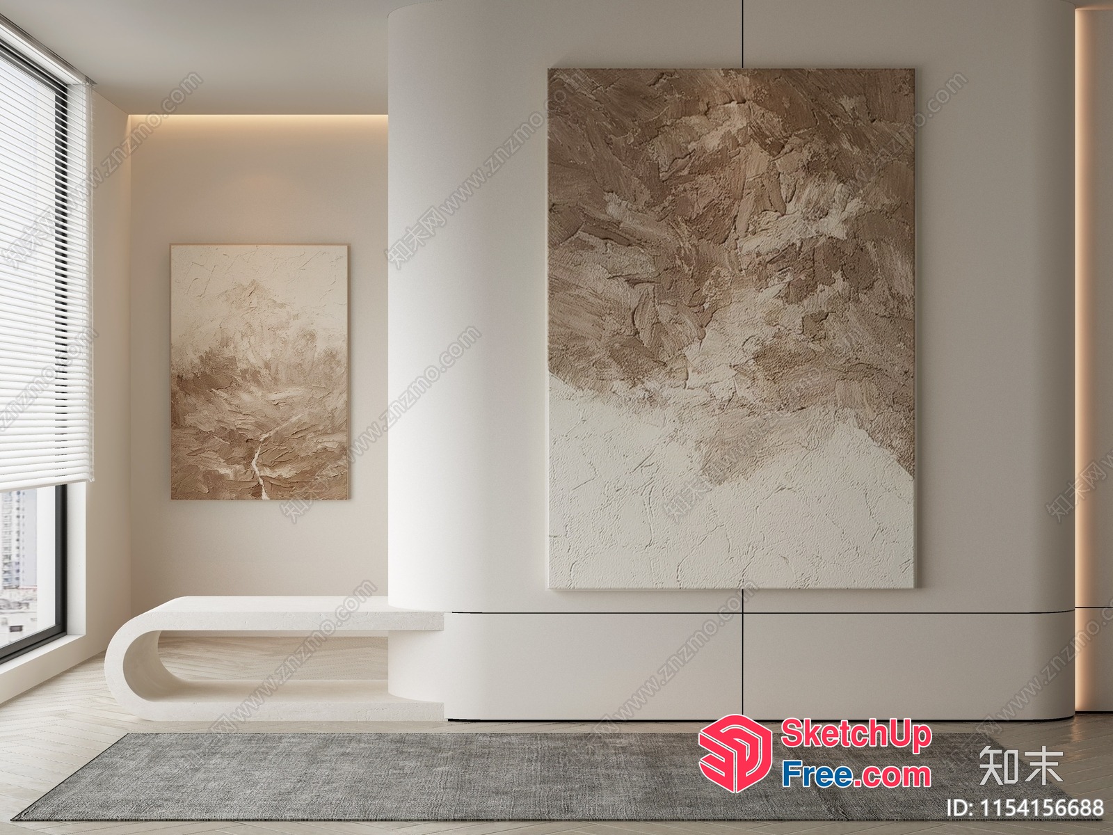 Modern Minimalist Creamy Style Interior 3D SketchUp File