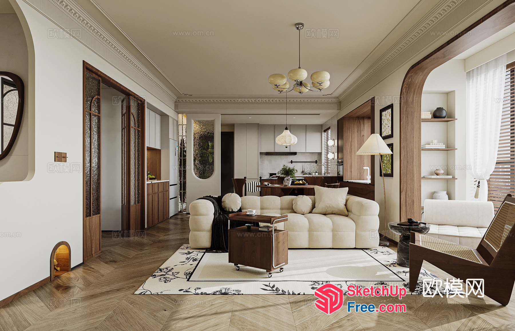 Elegant And Sophisticated Living Room Interior 3D SketchUp File