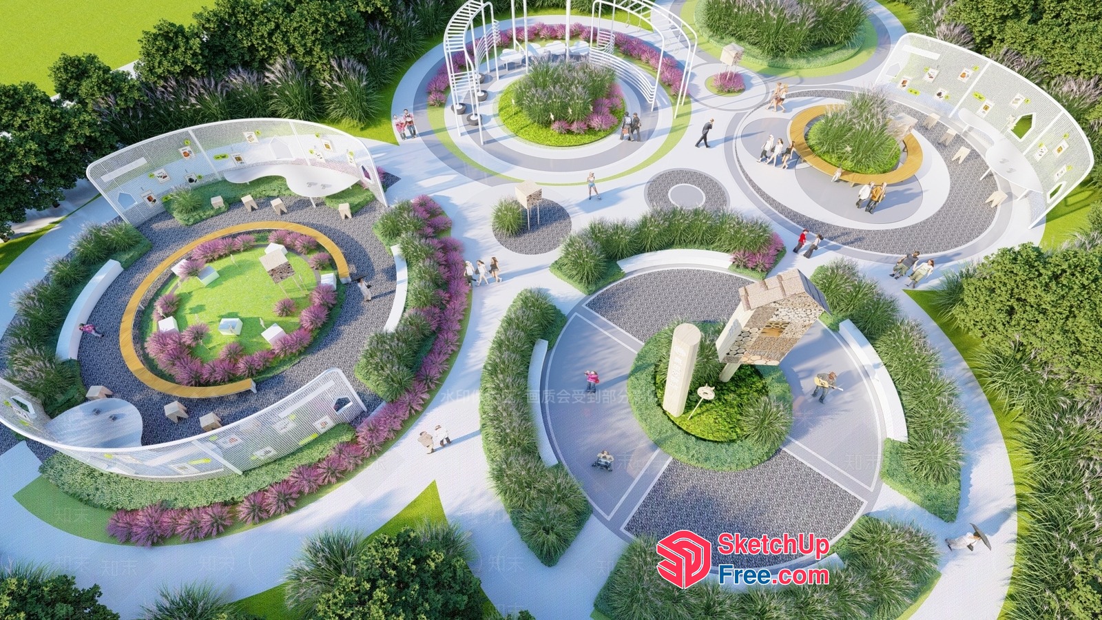 Modern Park With Unique Landscaping And Amenities 3D SketchUp File