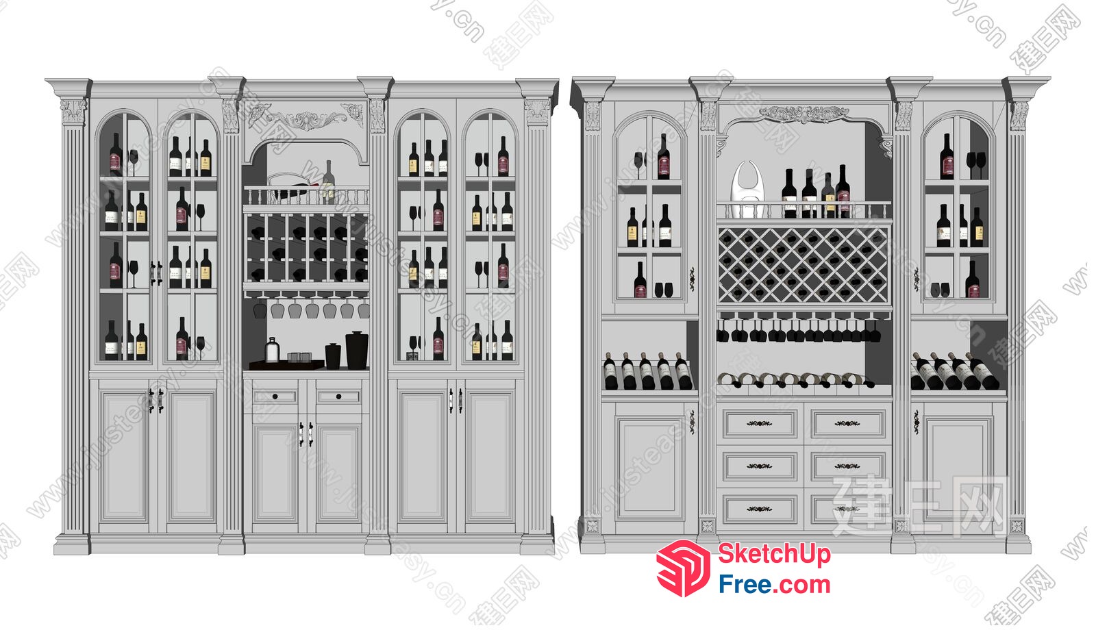 Elegant Wine Storage Display 3D SketchUp File