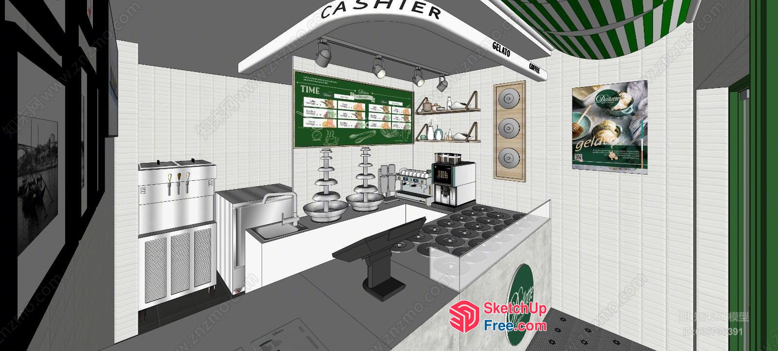 Ice Cream Shop Interior 3D SketchUp File
