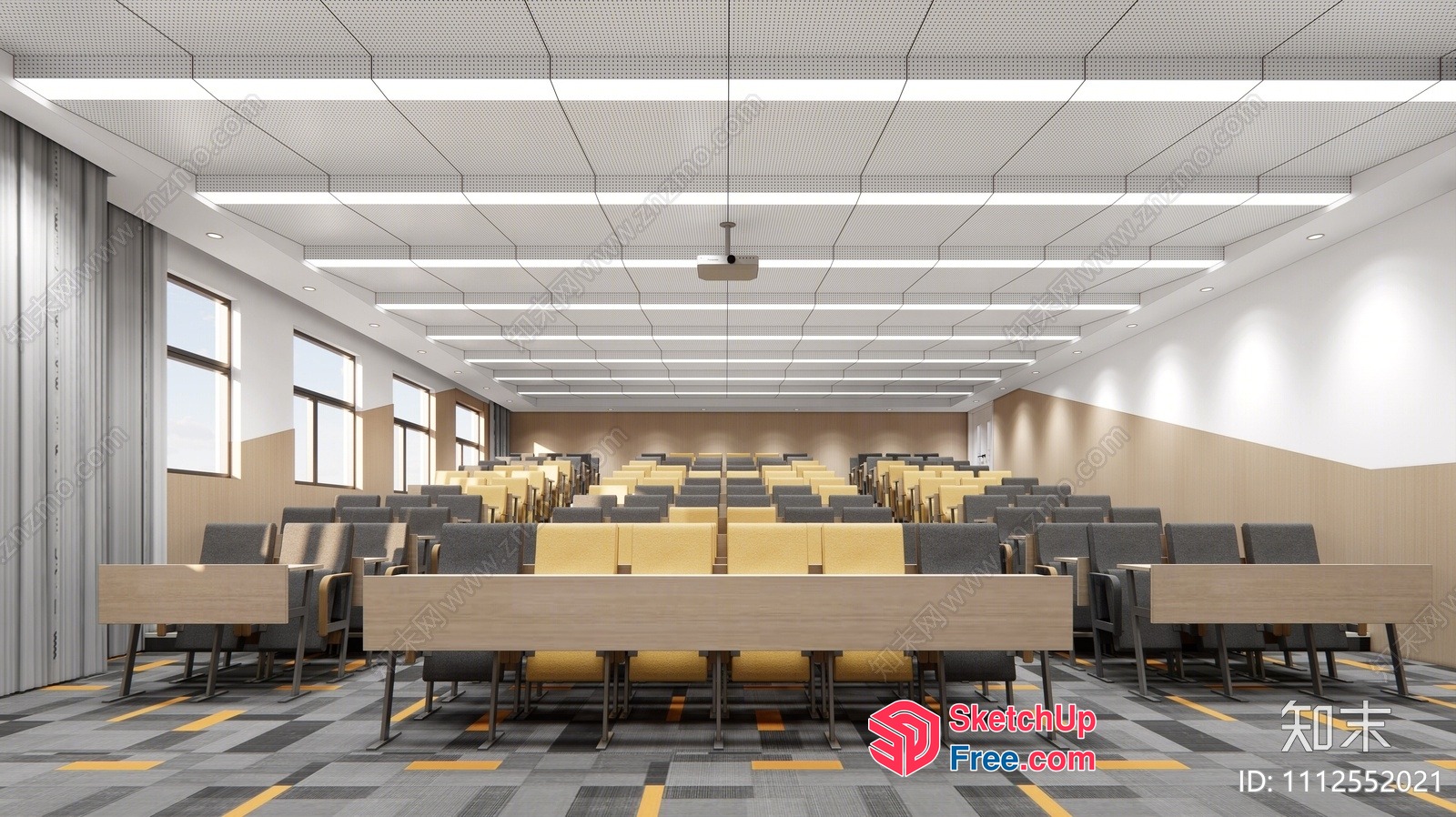 Modern Conference Room With Sleek Ceiling And Comfortable Seating 3D SketchUp File