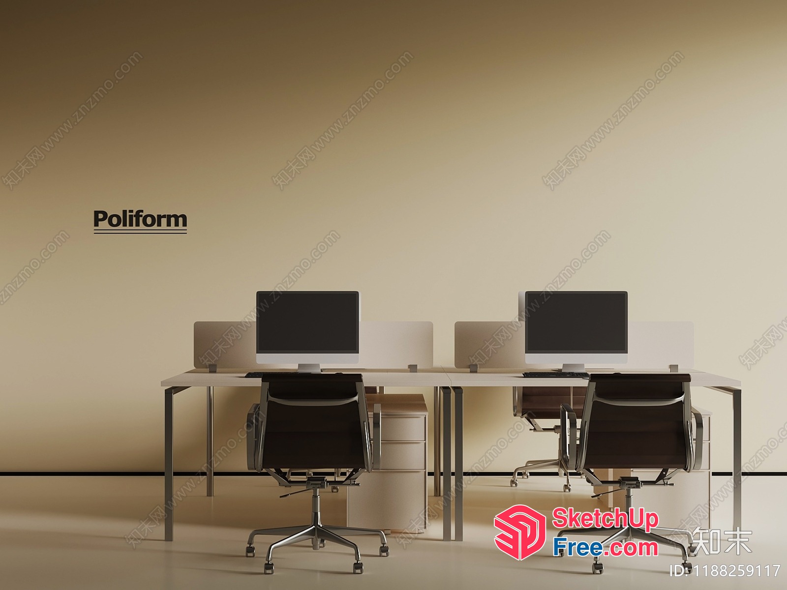 Minimalist Office Workspace 3D SketchUp File
