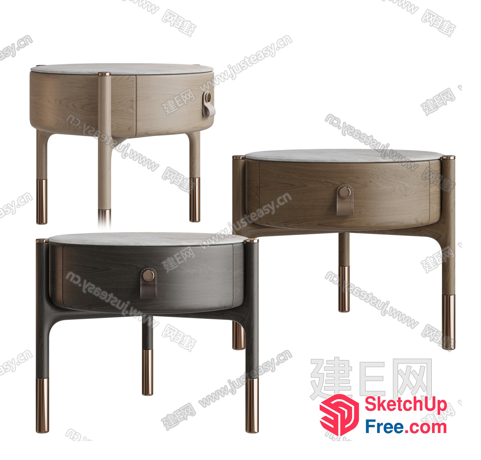 Elegant Round Wooden Tables With Drawer Storage 3D SketchUp File
