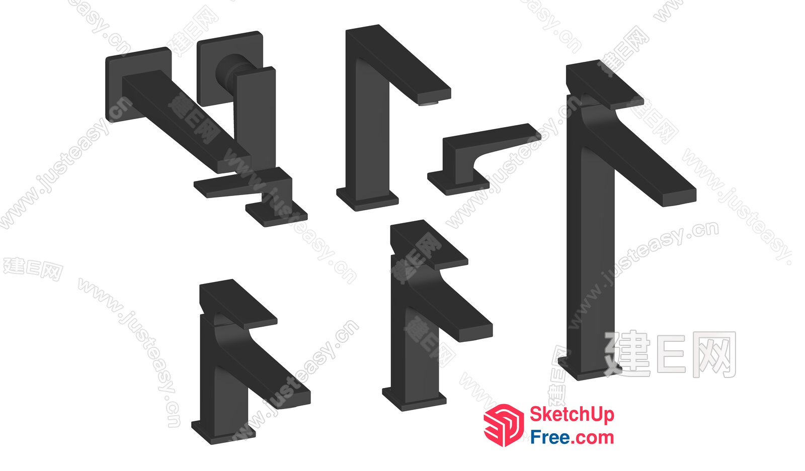 Black Modern Faucet Set 3D SketchUp File