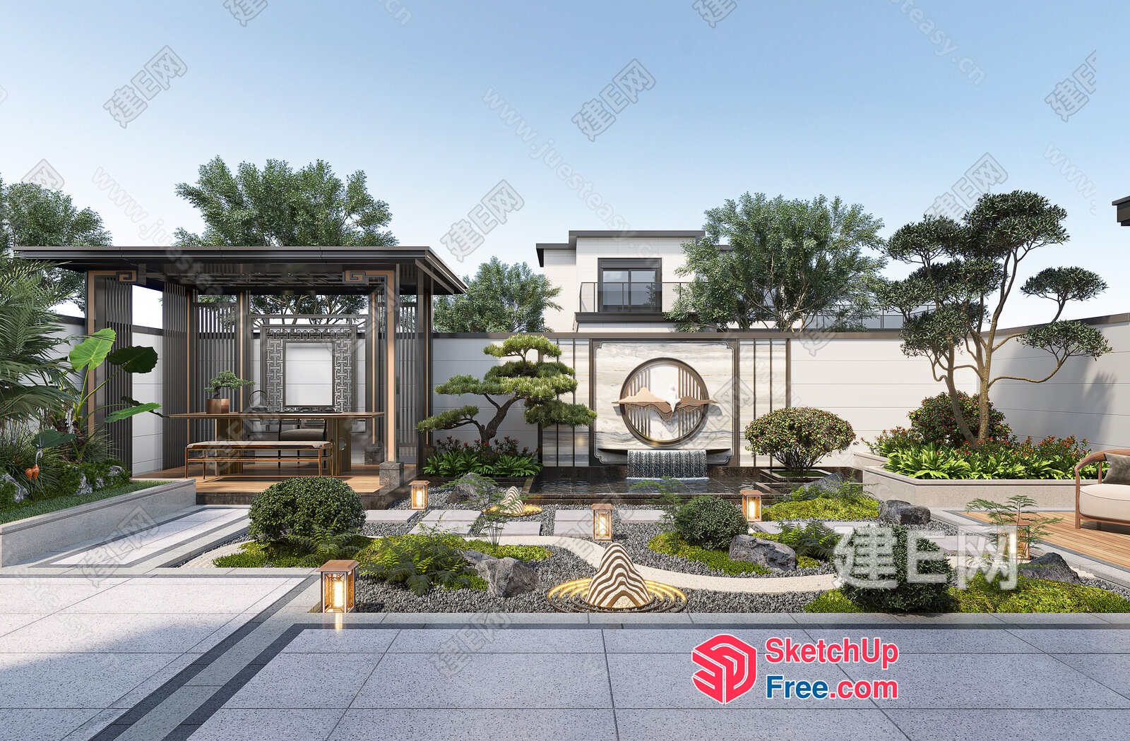 Elegant Modern Japanese Style Villa Exterior 3D SketchUp File
