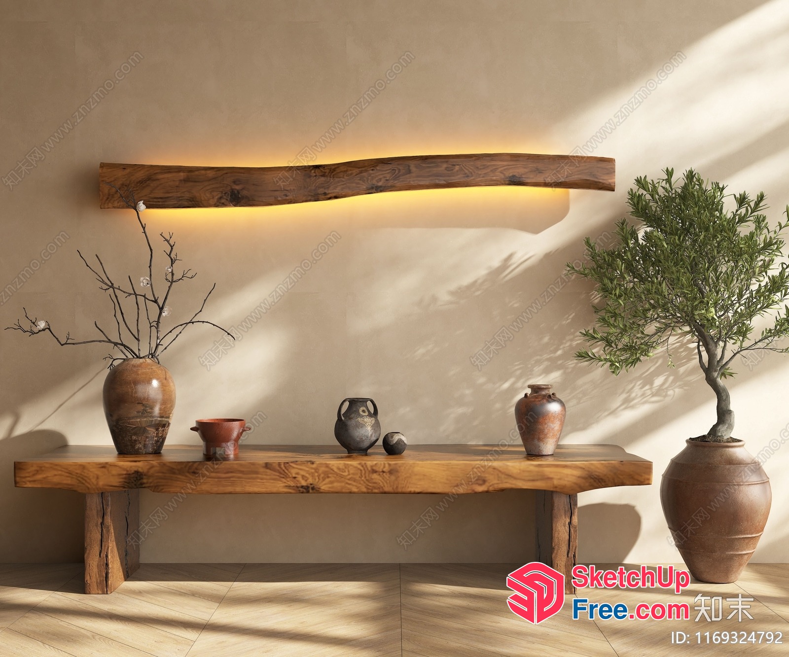 Minimalist Japanese Style Interior With Wabi-Sabi Decor 3D SketchUp File