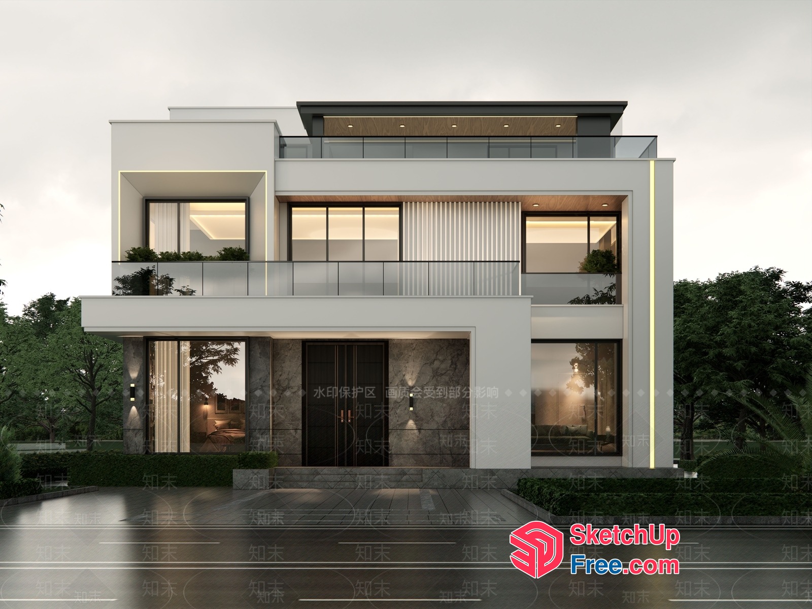 Modern Villa Exterior Design With Sleek Lines And Minimalist Aesthetic 3D SketchUp File