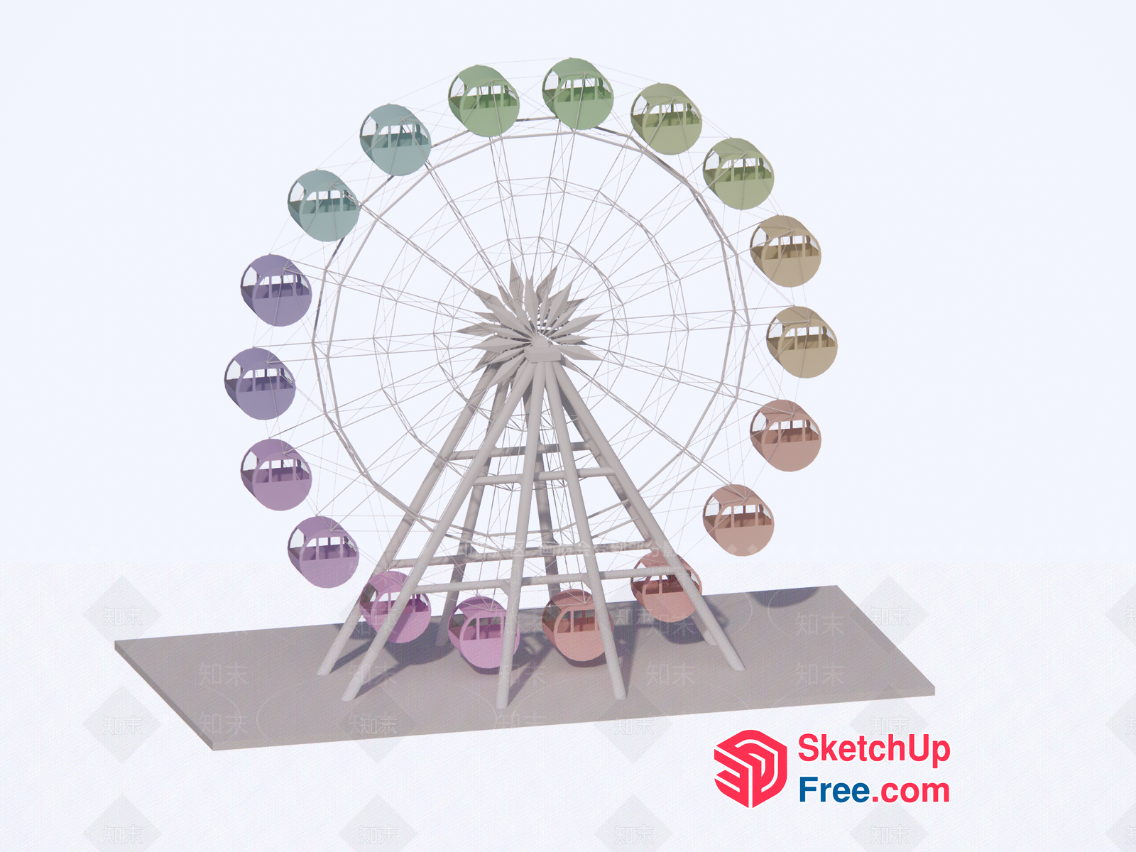 Ferris Wheel Interior With Pastel Colors 3D SketchUp File