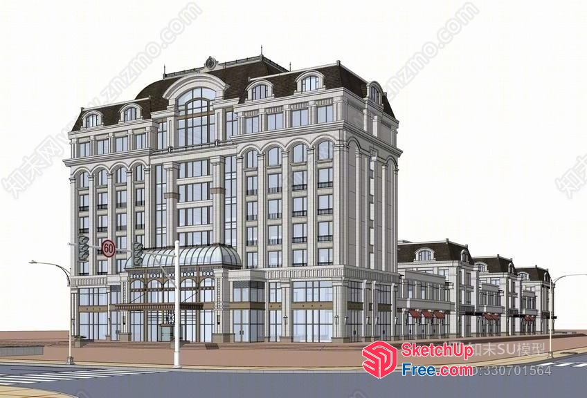 Grand European-Style Building 3D SketchUp File