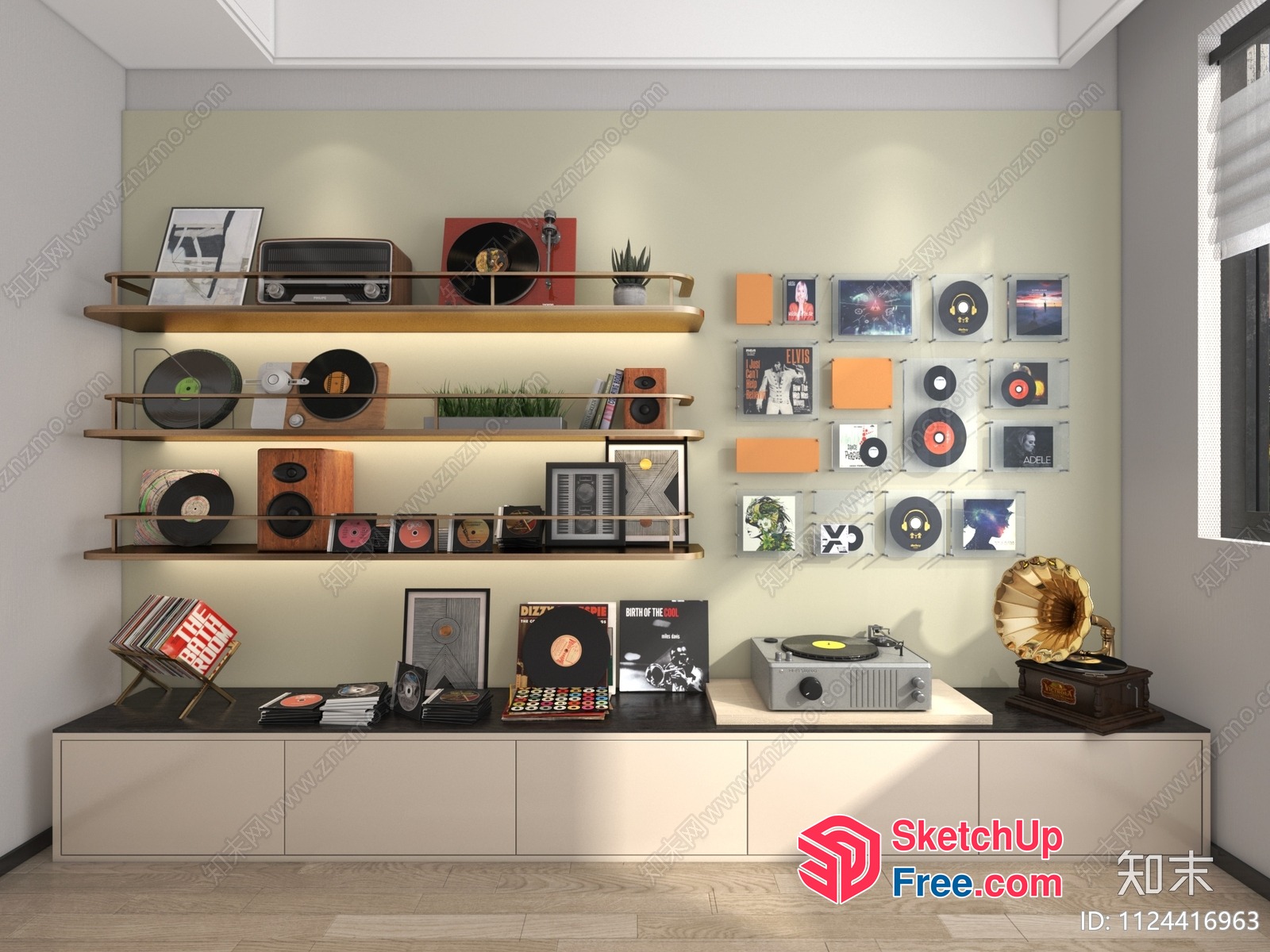 Vinyl Record Player And Speaker Display 3D SketchUp File