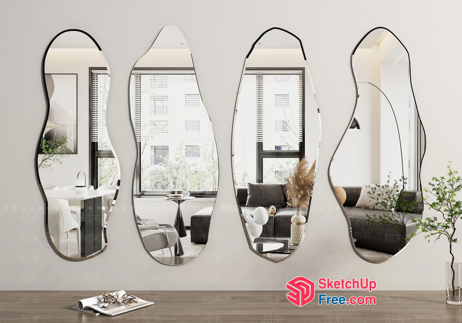 Modern Minimalist Living Room Decorative Mirror 3D SketchUp File