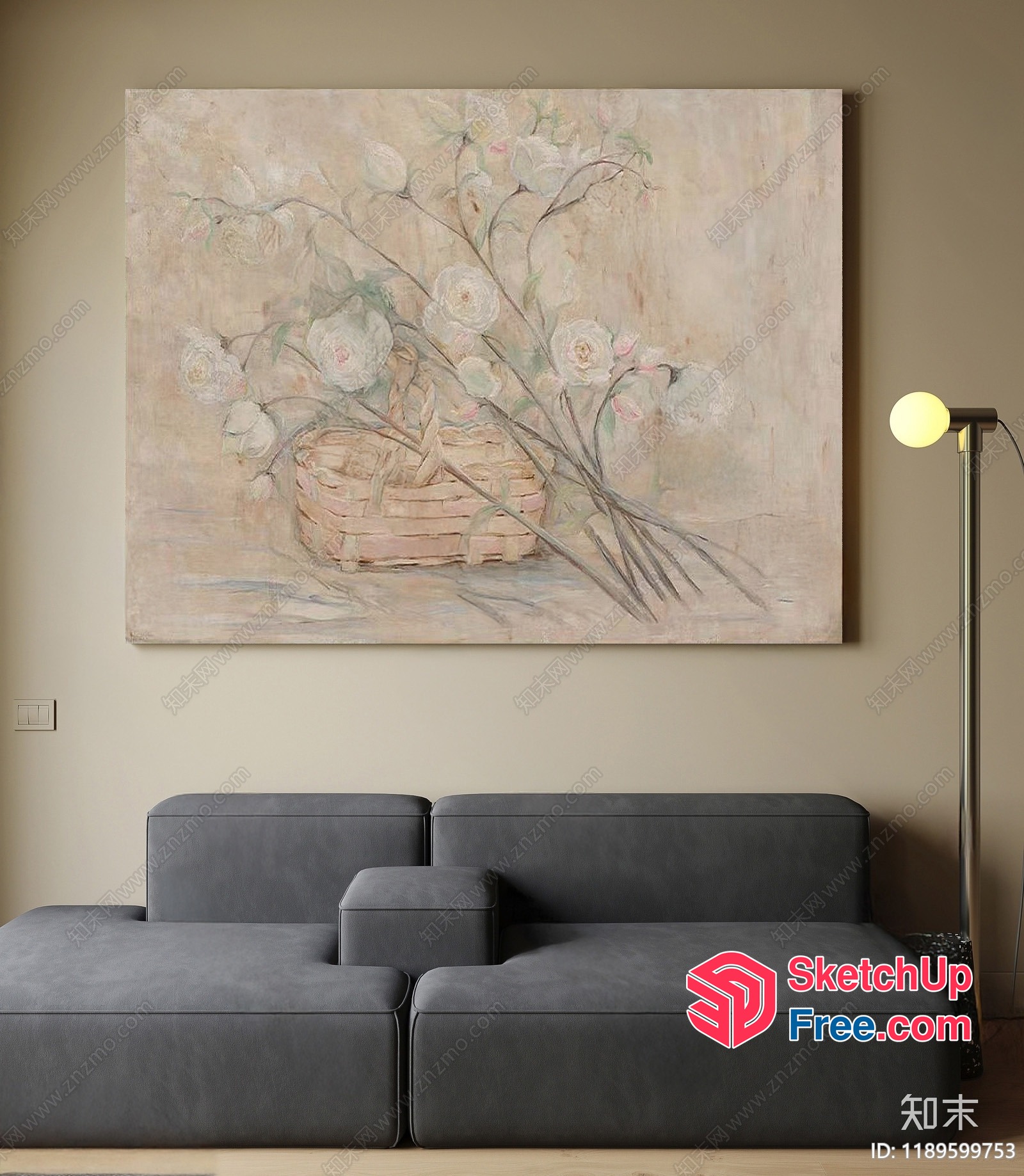 Abstract Painting Of Flowers In A Basket 3D SketchUp File