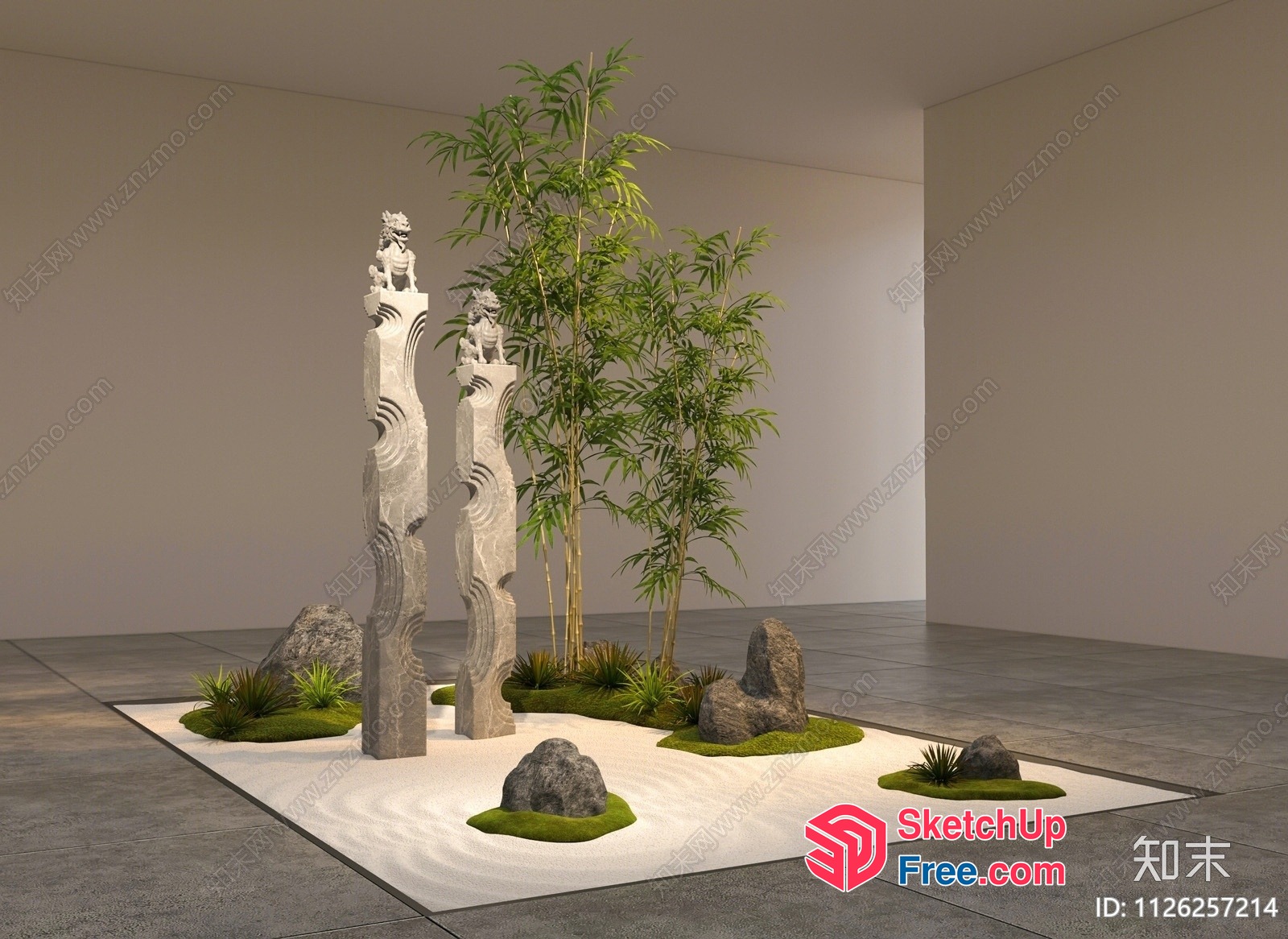 Elegant Japanese-Inspired Garden Scene 3D SketchUp File