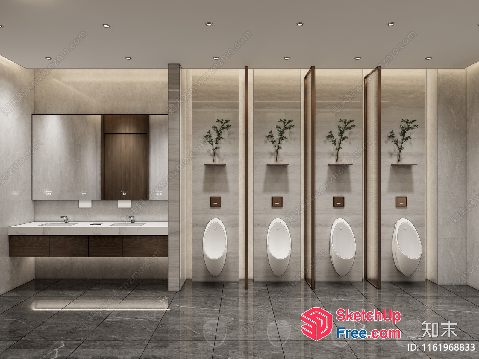 Modern And Sleek Public Bathroom Design 3D SketchUp File
