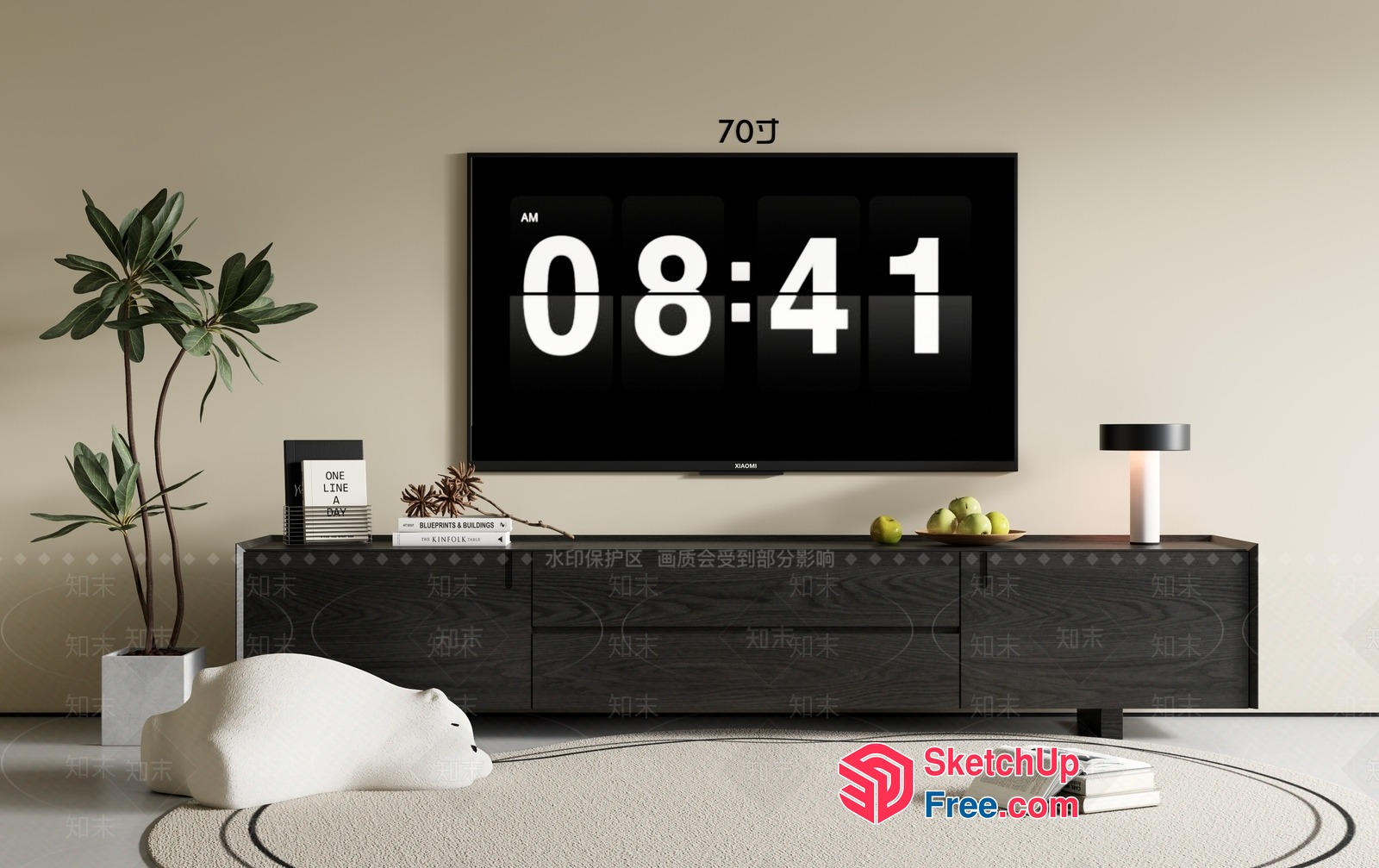 Modern Minimalist Living Room With Tv And Decorative Elements 3D SketchUp File