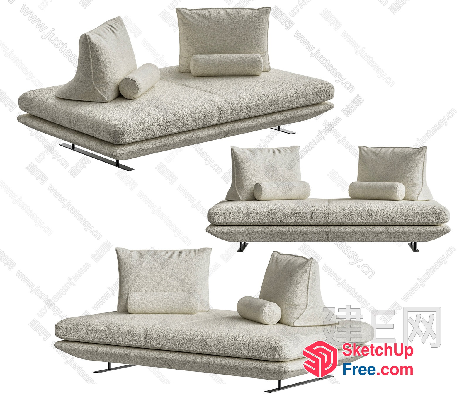 Modern Minimalist Japanese-Style Sofa Set 3D SketchUp File