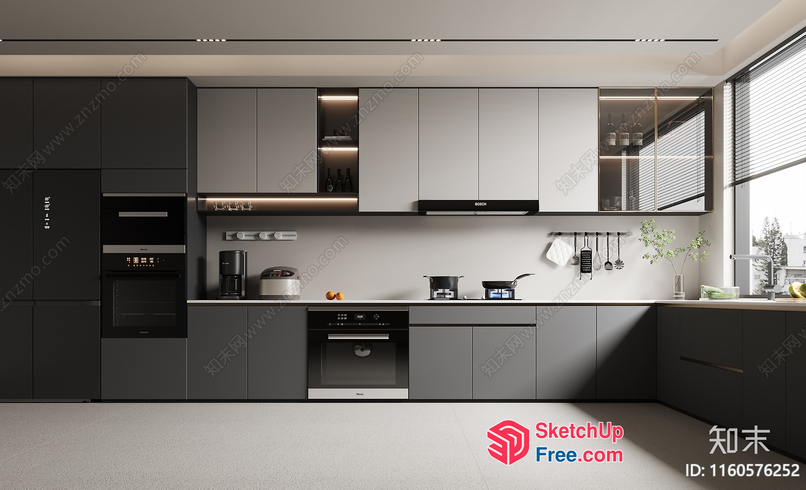 Modern Kitchen Interior Design With Sleek Appliances And Lighting 3D SketchUp File