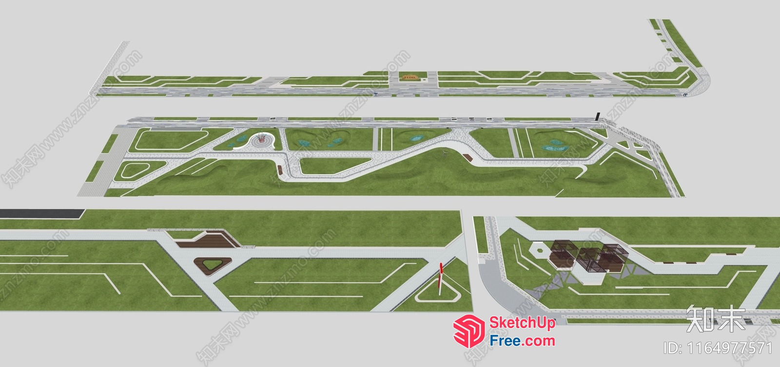 Exterior Plan Of A Modern Commercial Street 3D SketchUp File