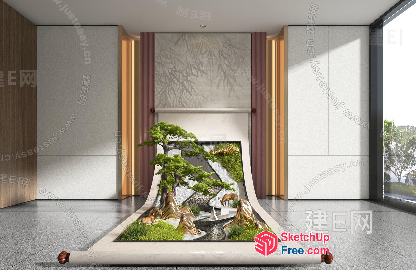 Serene Japanese-Inspired Landscape 3D SketchUp File