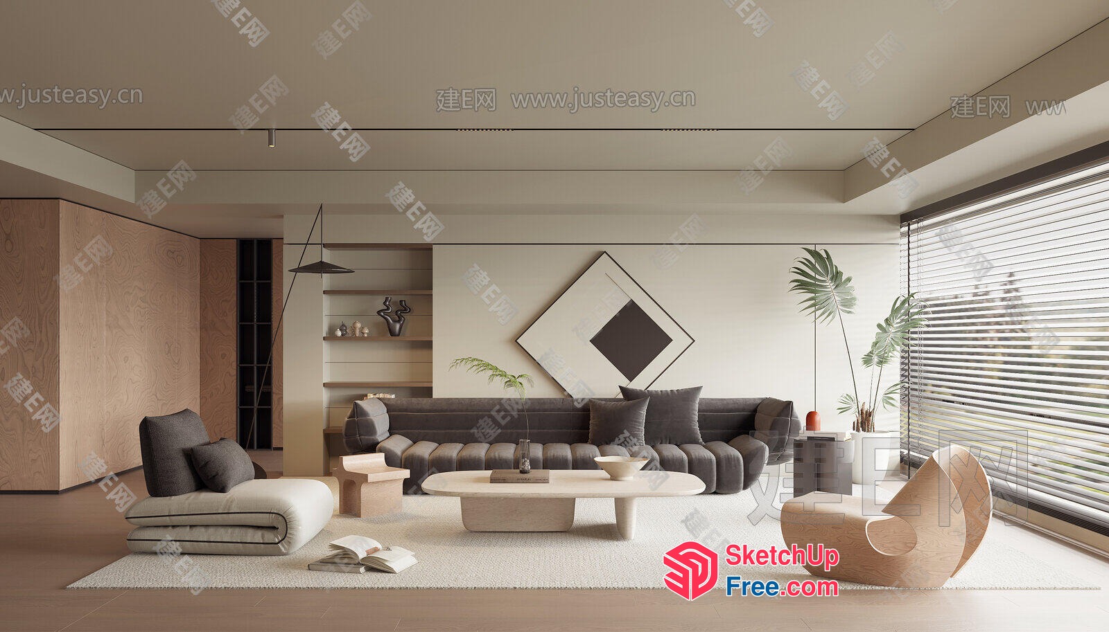 Modern Minimalist Living Room With Sleek Furniture 3D SketchUp File