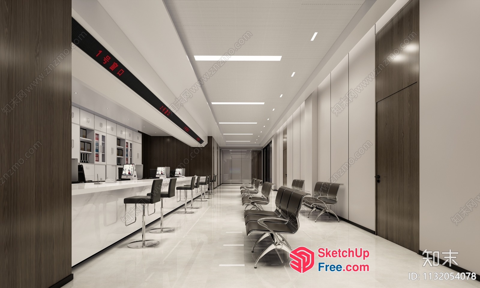 Modern Office Interior With Sleek White And Brown Decor 3D SketchUp File