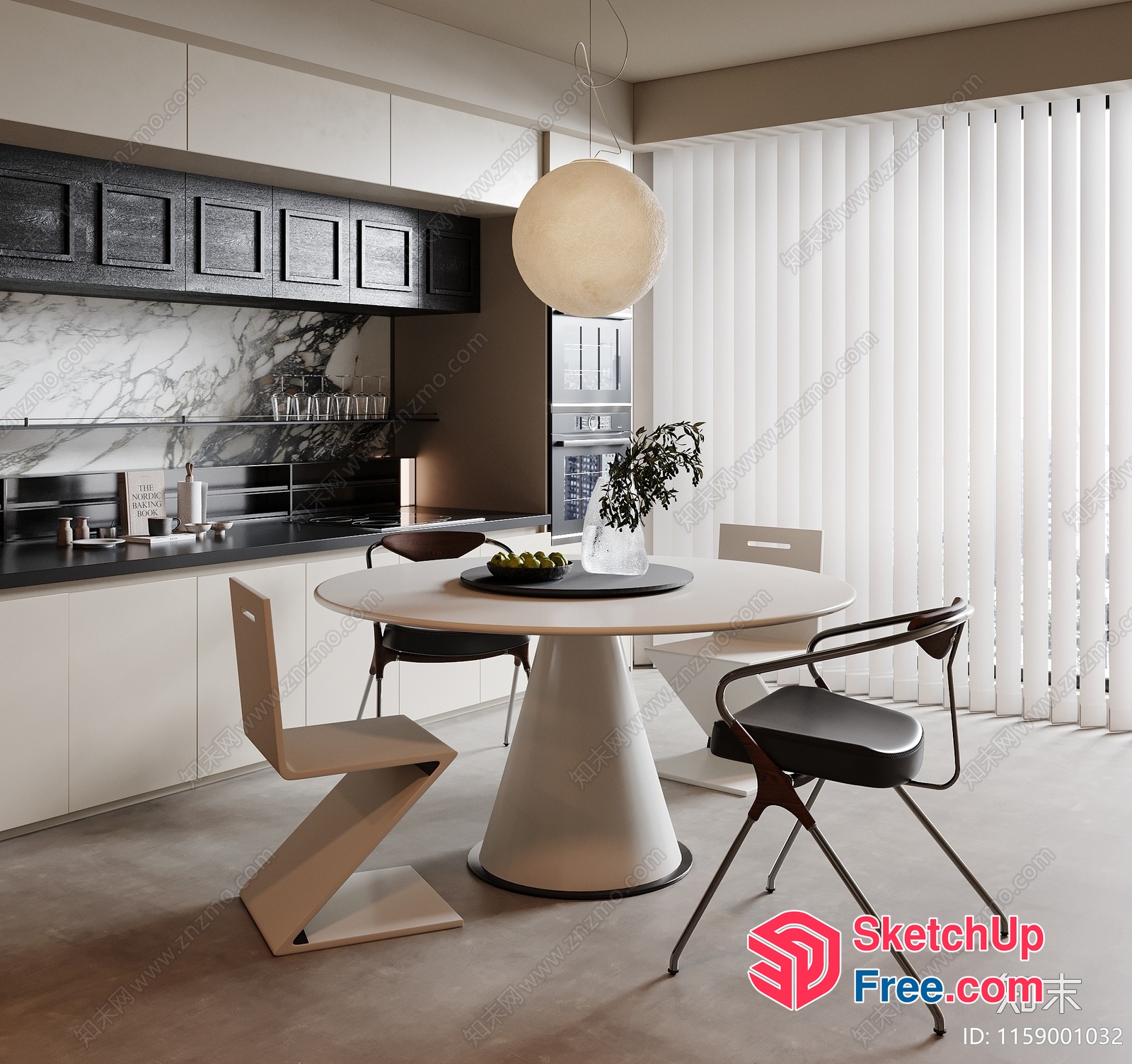 Modern Minimalist Dining Room Interior Design 3D SketchUp File