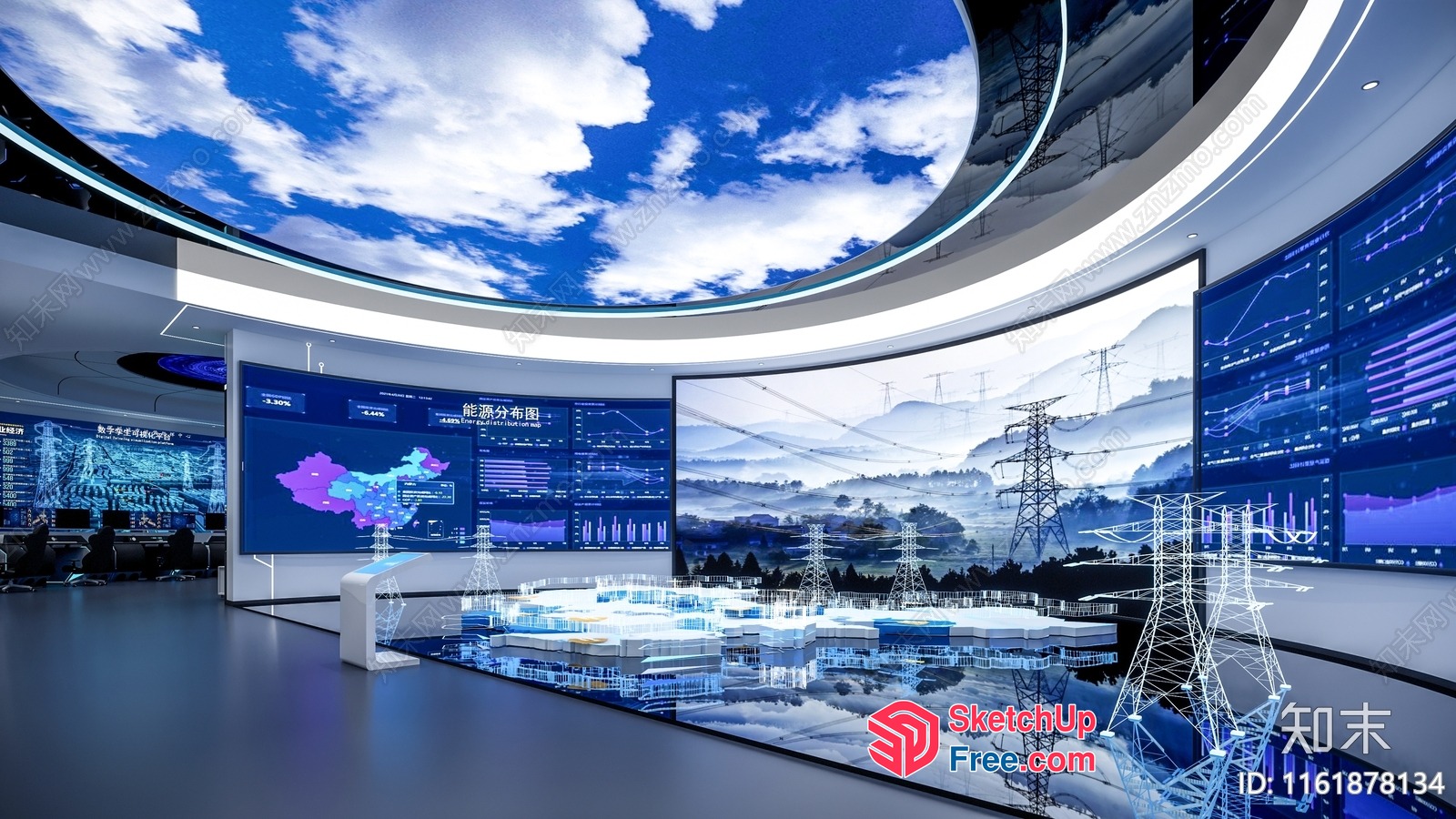 Futuristic Energy Control Room 3D SketchUp File