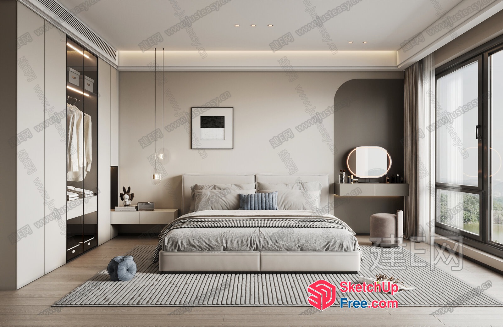 Modern Minimalist Bedroom Interior Design 3D SketchUp File