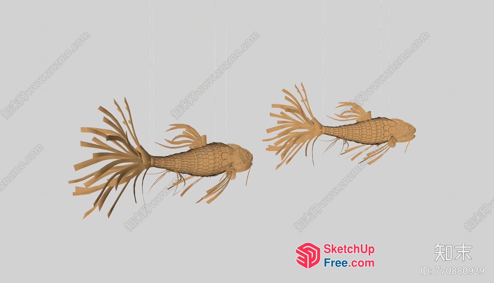 Hanging Golden Fish Decorations 3D SketchUp File