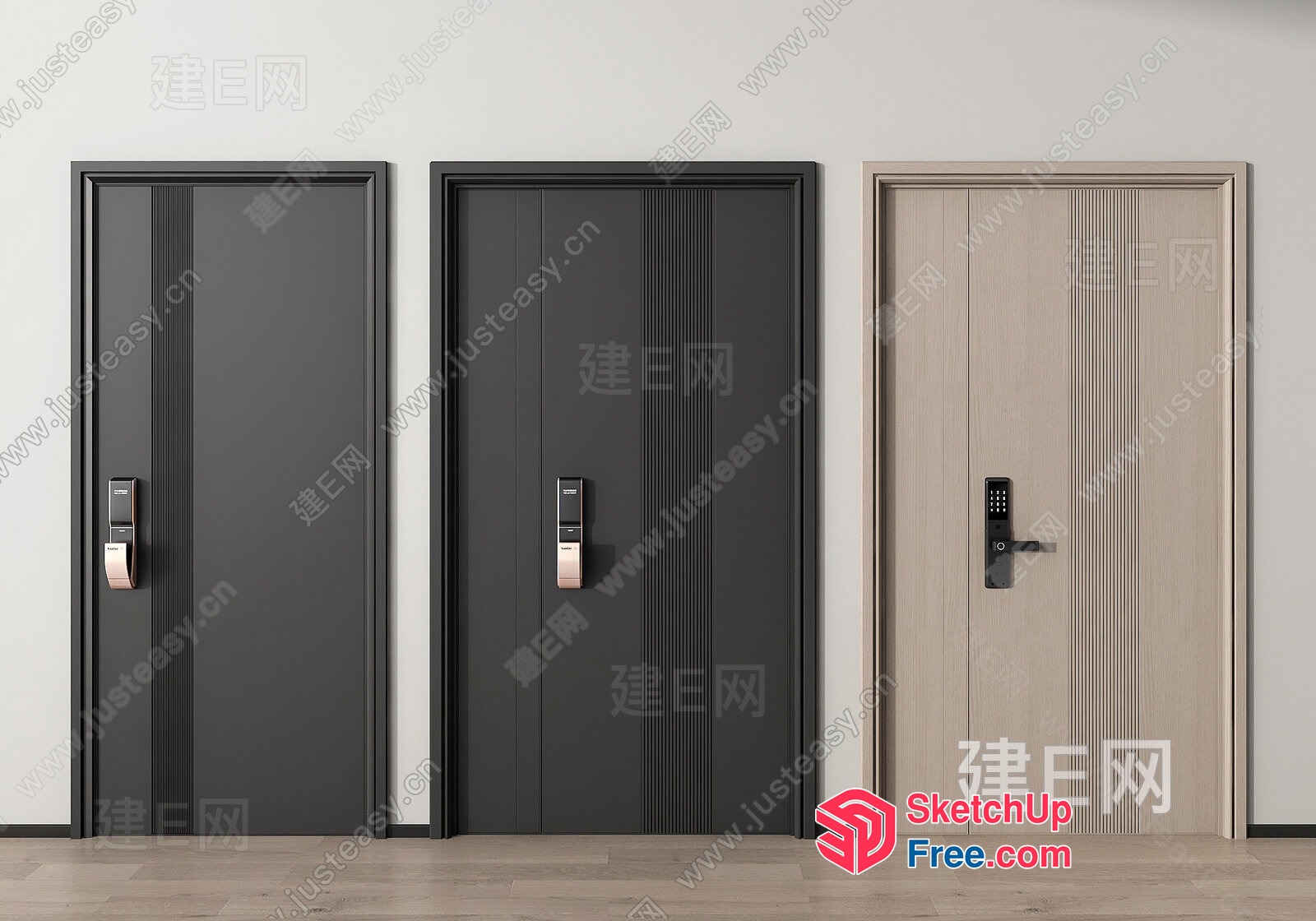 Modern Elevator Doors With Sleek Handles 3D SketchUp File