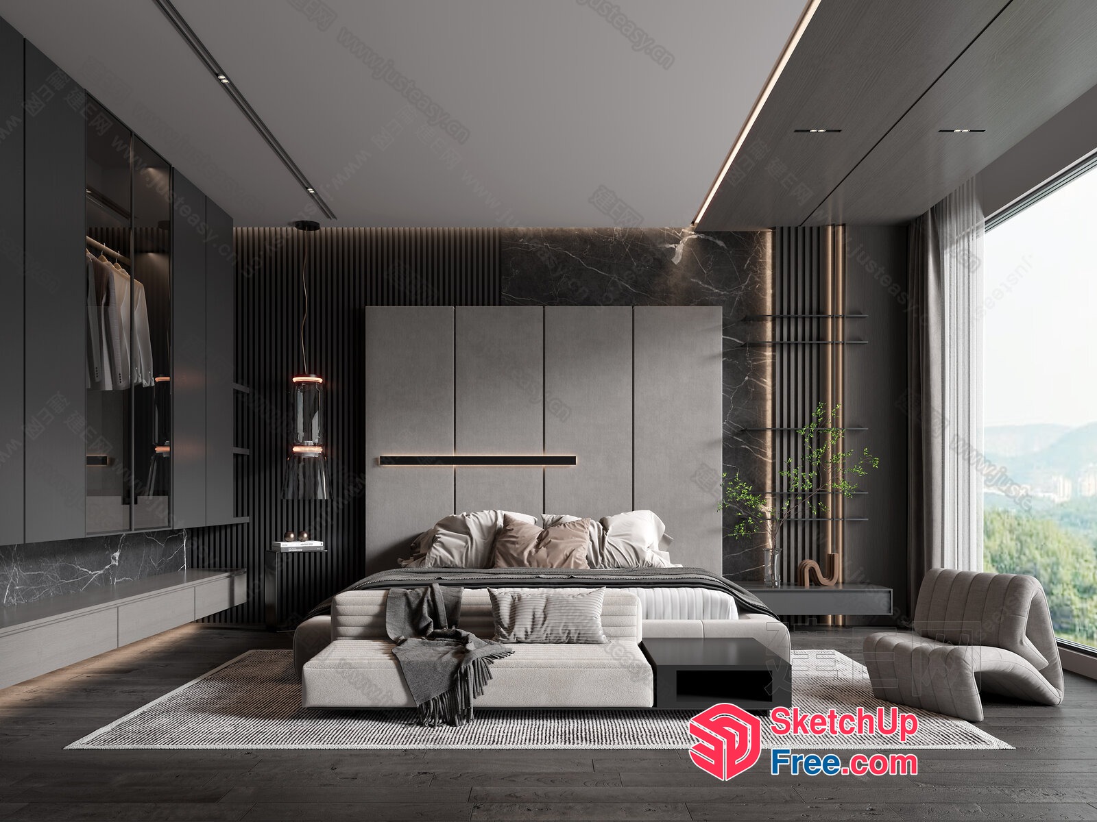 Modern Minimalist Bedroom Interior Design 3D SketchUp File