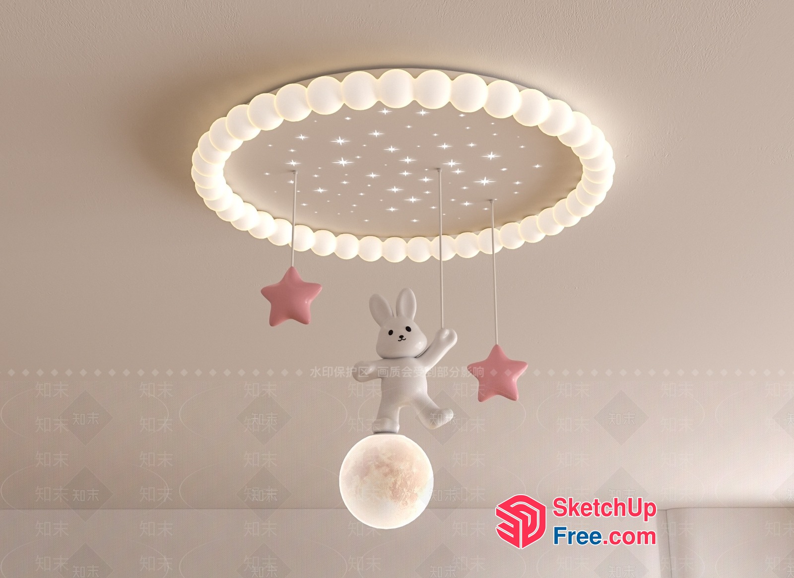Kid-Friendly Ceiling Design With Moon And Stars 3D SketchUp File