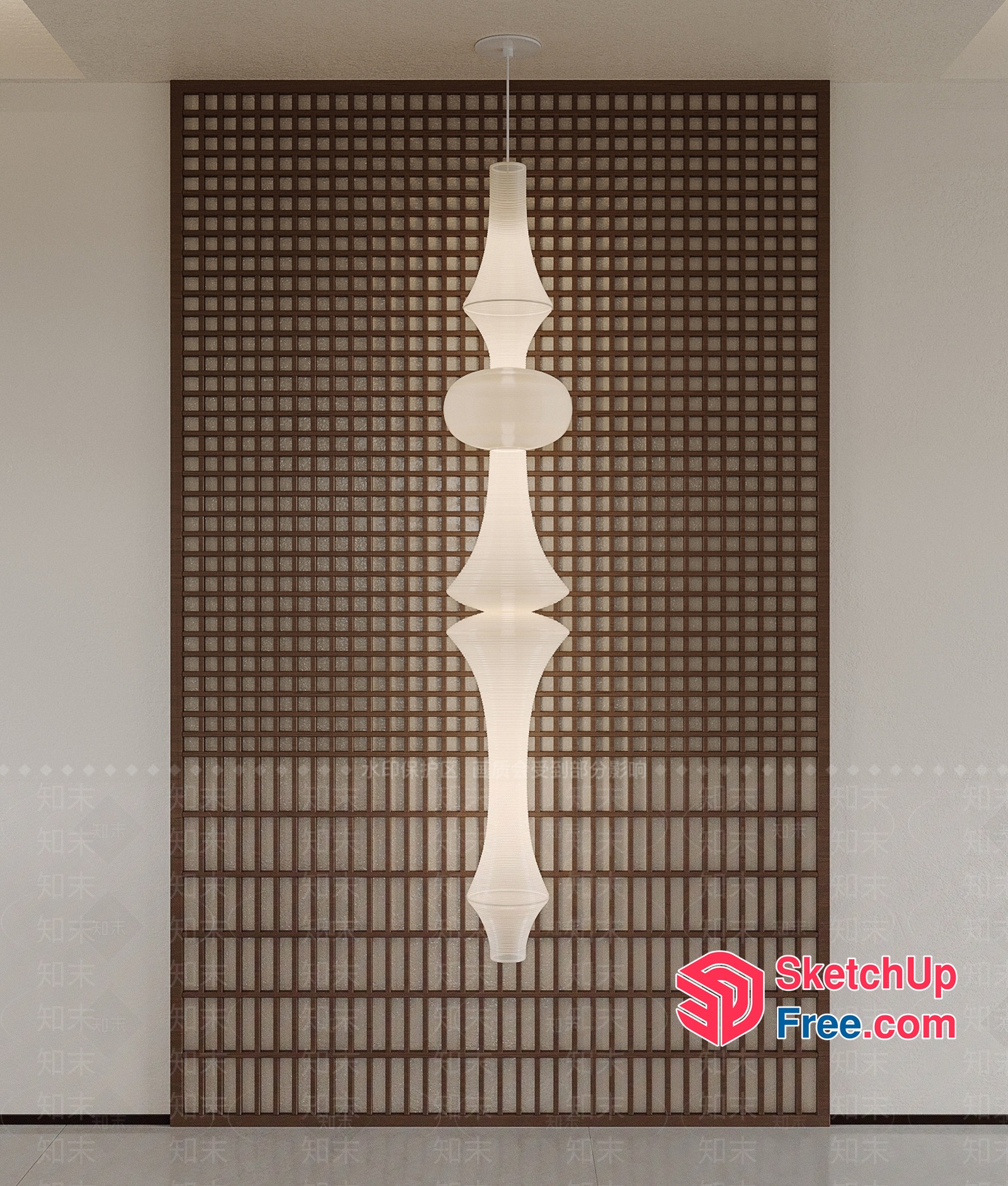 Asian-Inspired Decorative Wall Screen 3D SketchUp File