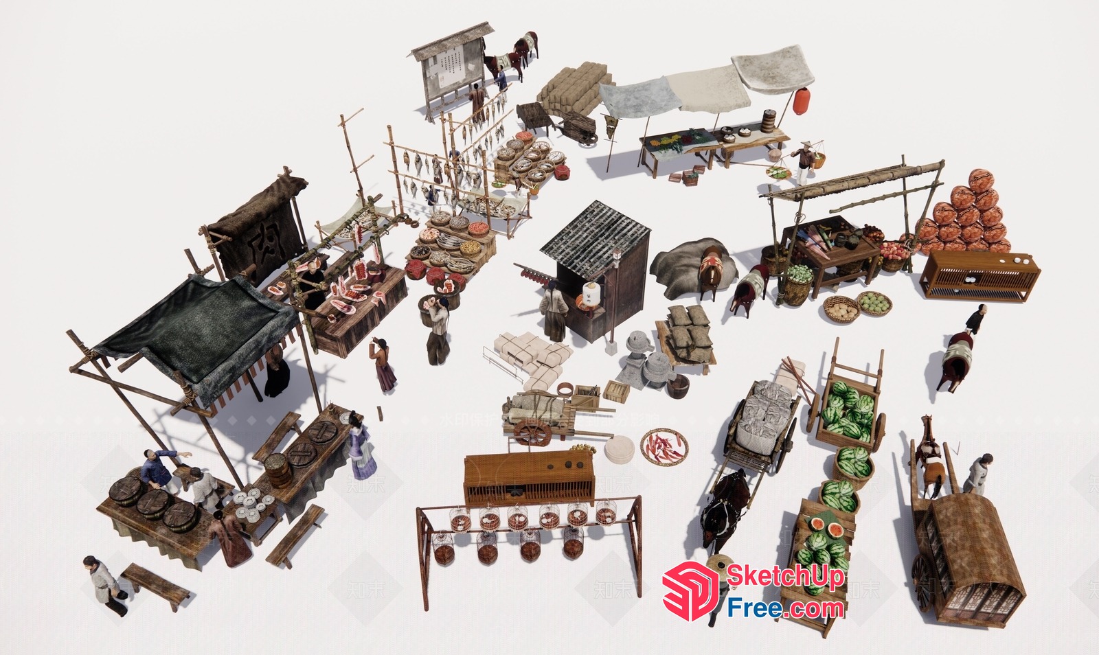 Asian Market Scene 3D SketchUp File