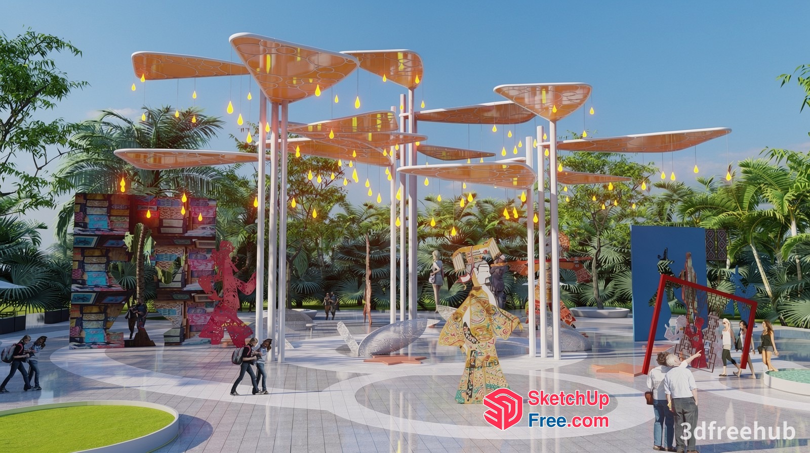 Tropical Decorative Outdoor Space 3D SketchUp File