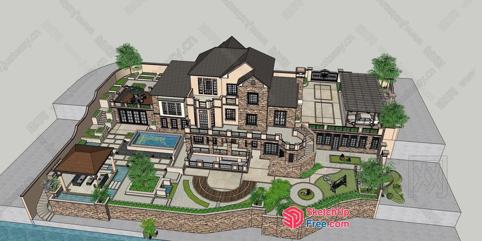 Luxurious Villa With Expansive Outdoor Living Space 3D SketchUp File