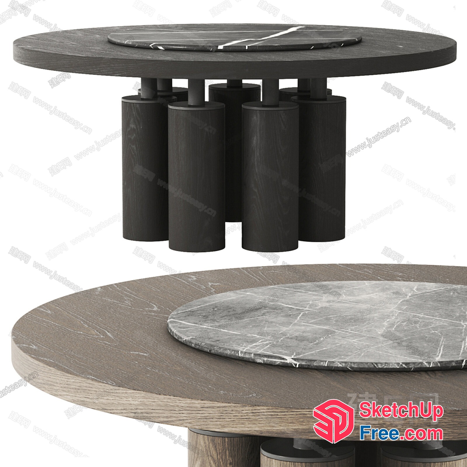 Elegant Modern Round Table With Marble Top 3D SketchUp File