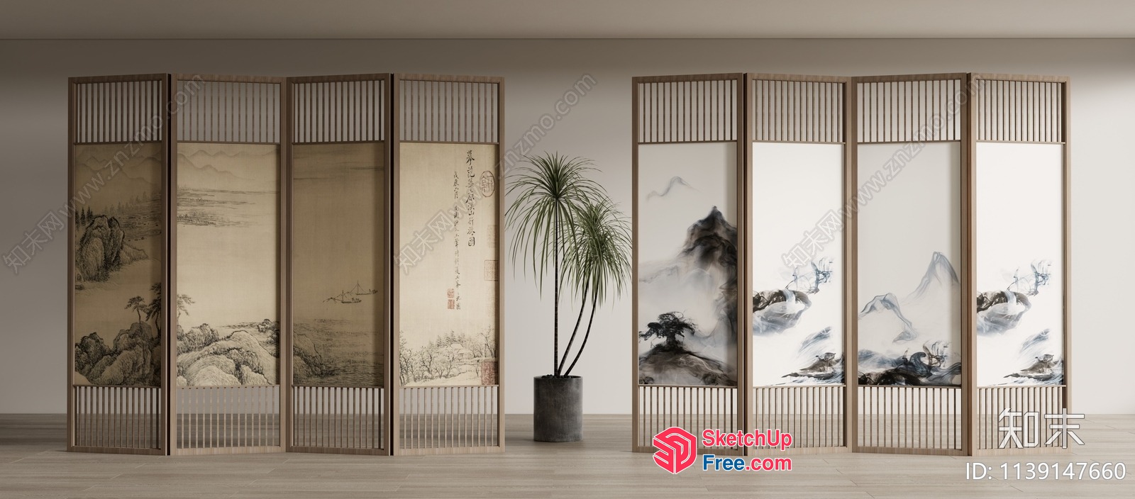 Traditional Asian-Inspired Partition Screen 3D SketchUp File