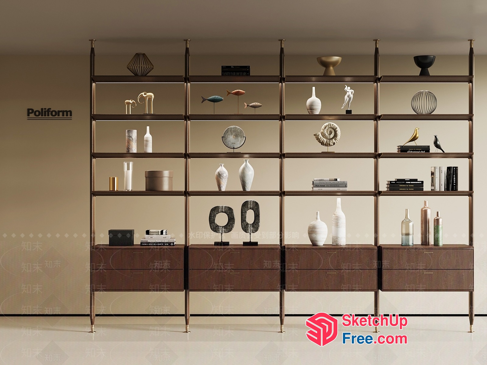 Poliform Decorative Shelving Unit 3D SketchUp File