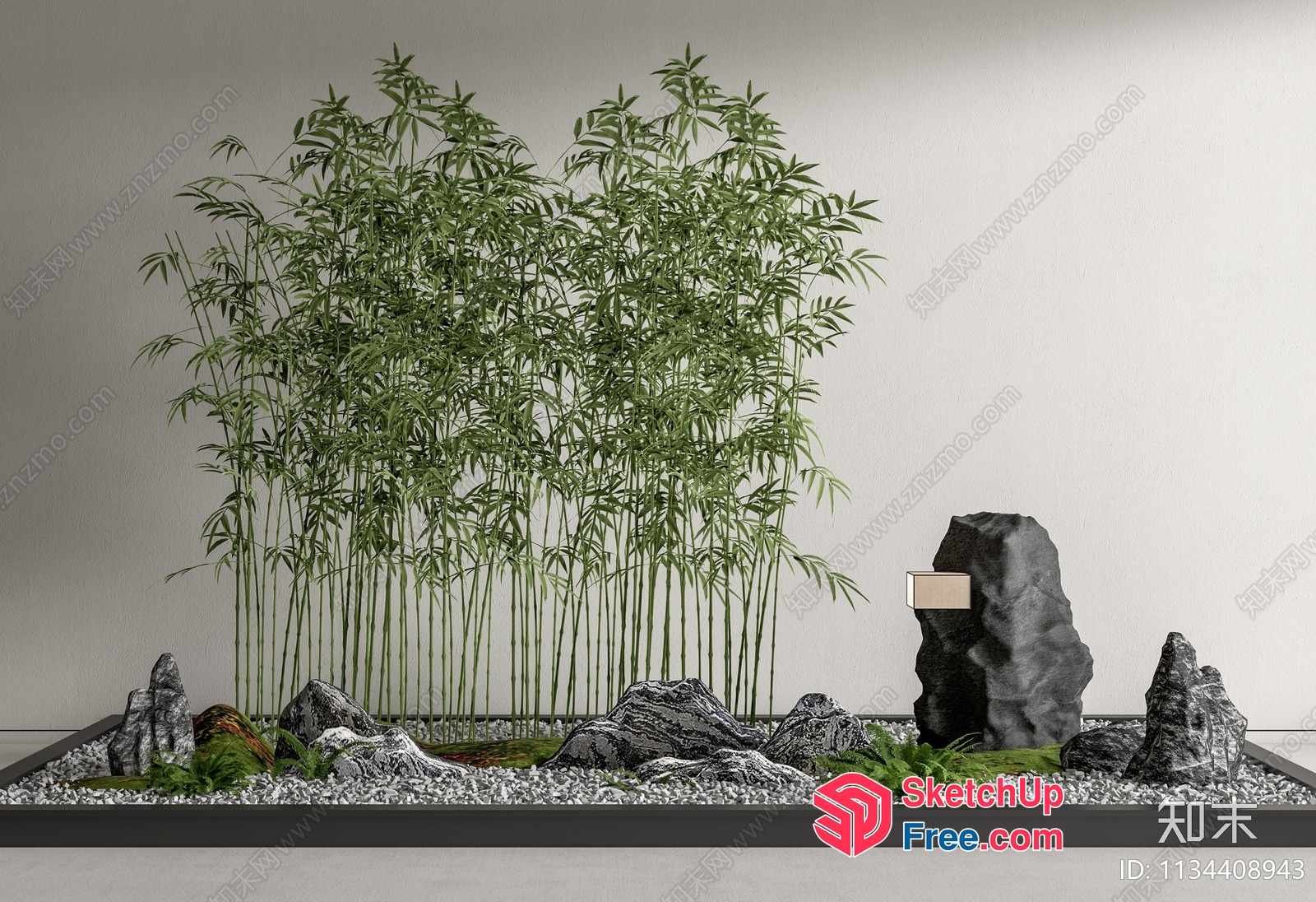 Asian-Inspired Garden Oasis With Bamboo And Rocks 3D SketchUp File