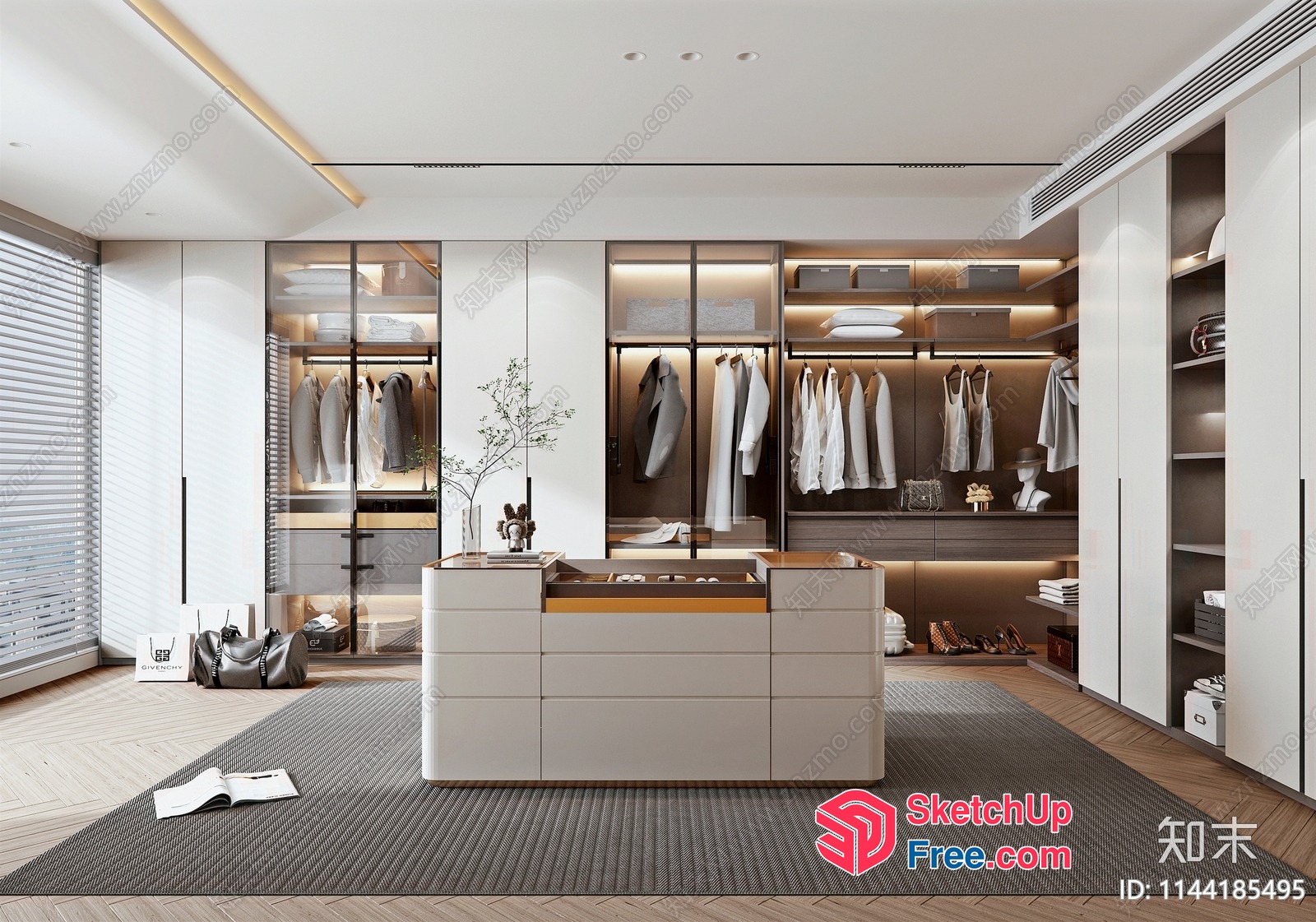 Modern Minimalist Wardrobe And Storage Space 3D SketchUp File