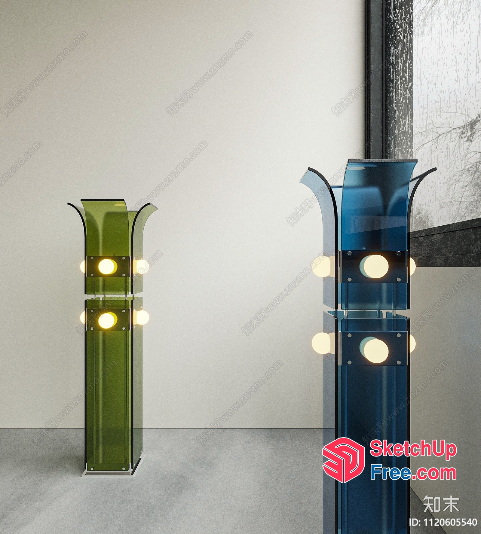 Modern Pillar Lighting Fixture 3D SketchUp File