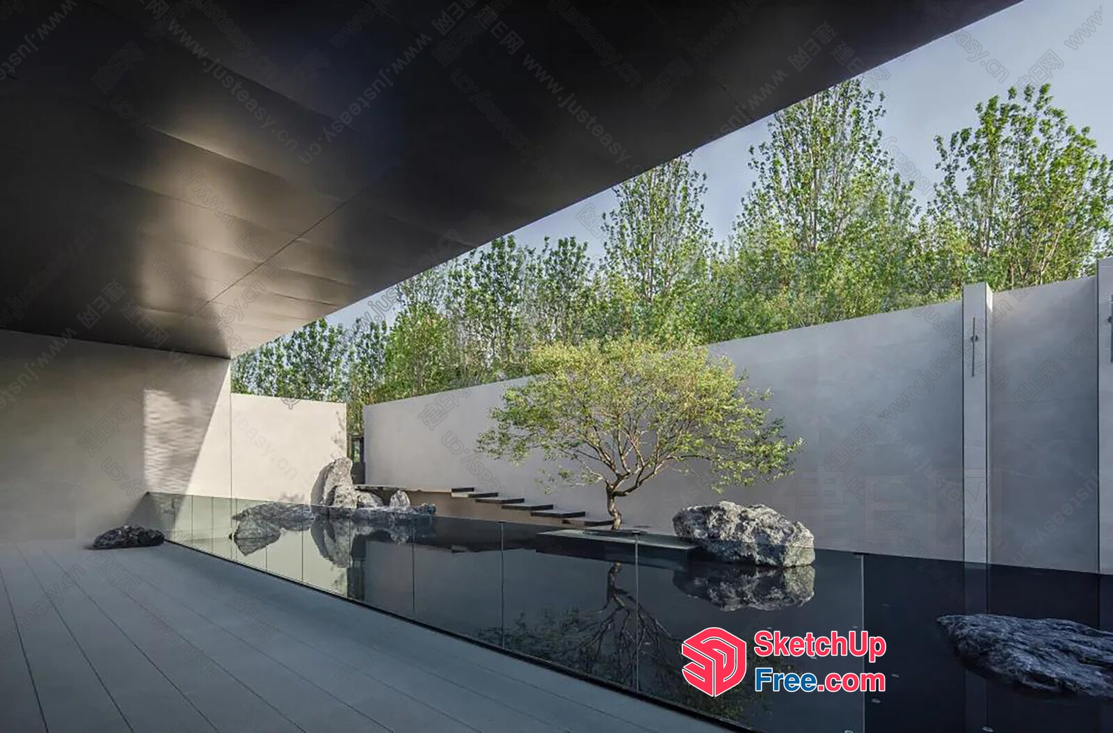 Minimalist Modern Villa With Elegant Glass Curtain Wall 3D SketchUp File