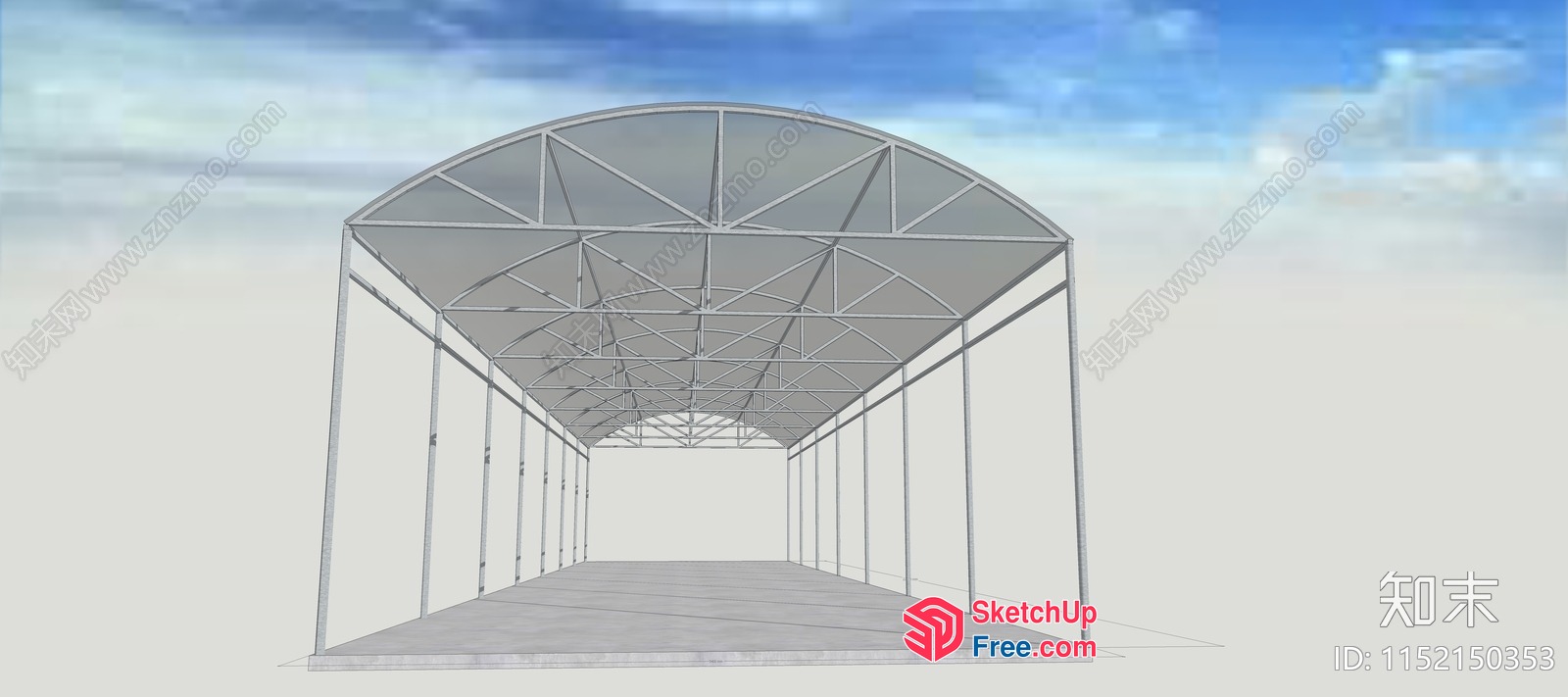 Empty Metal Structure With Roof 3D SketchUp File