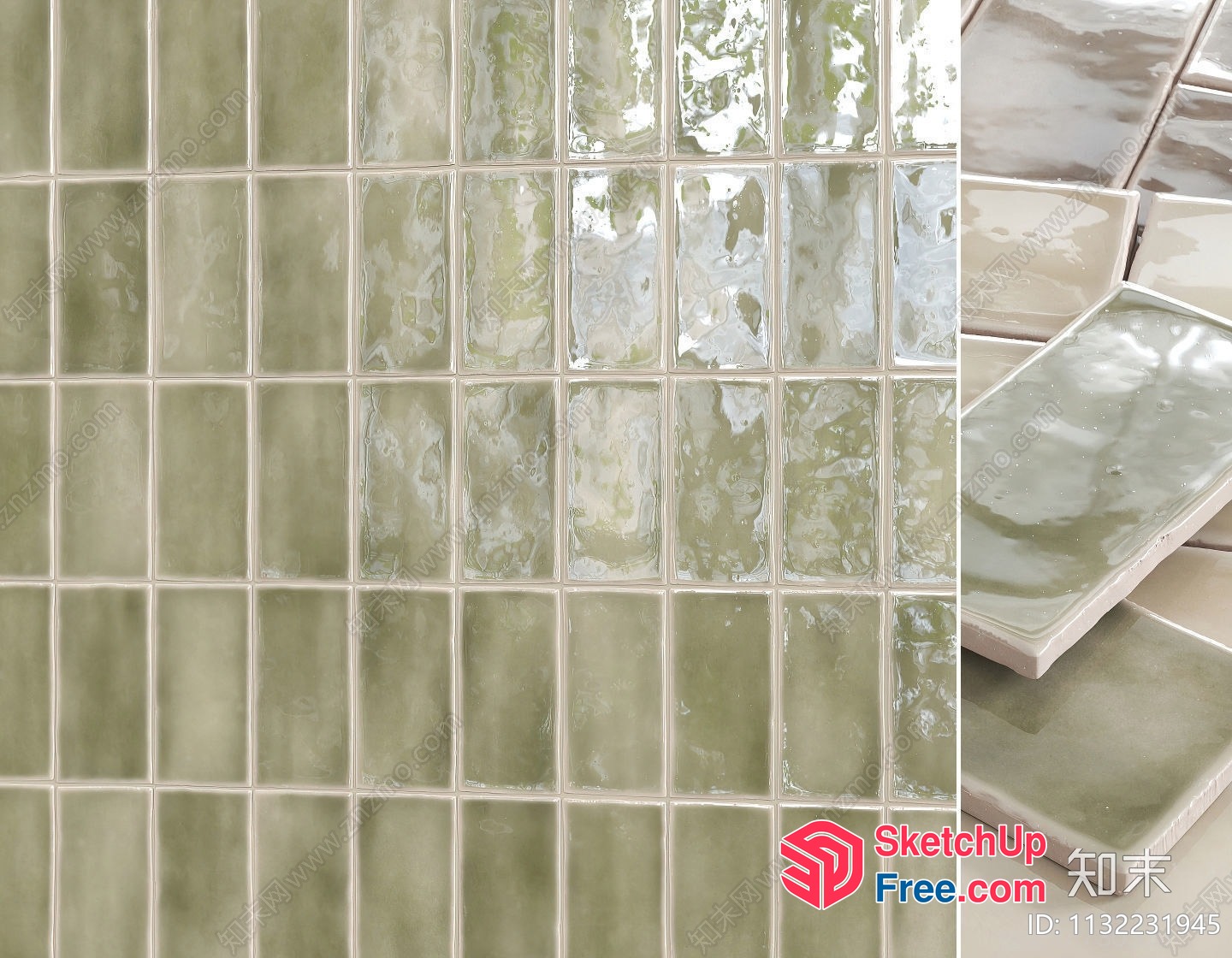 Green Glass Tile Wall 3D SketchUp File