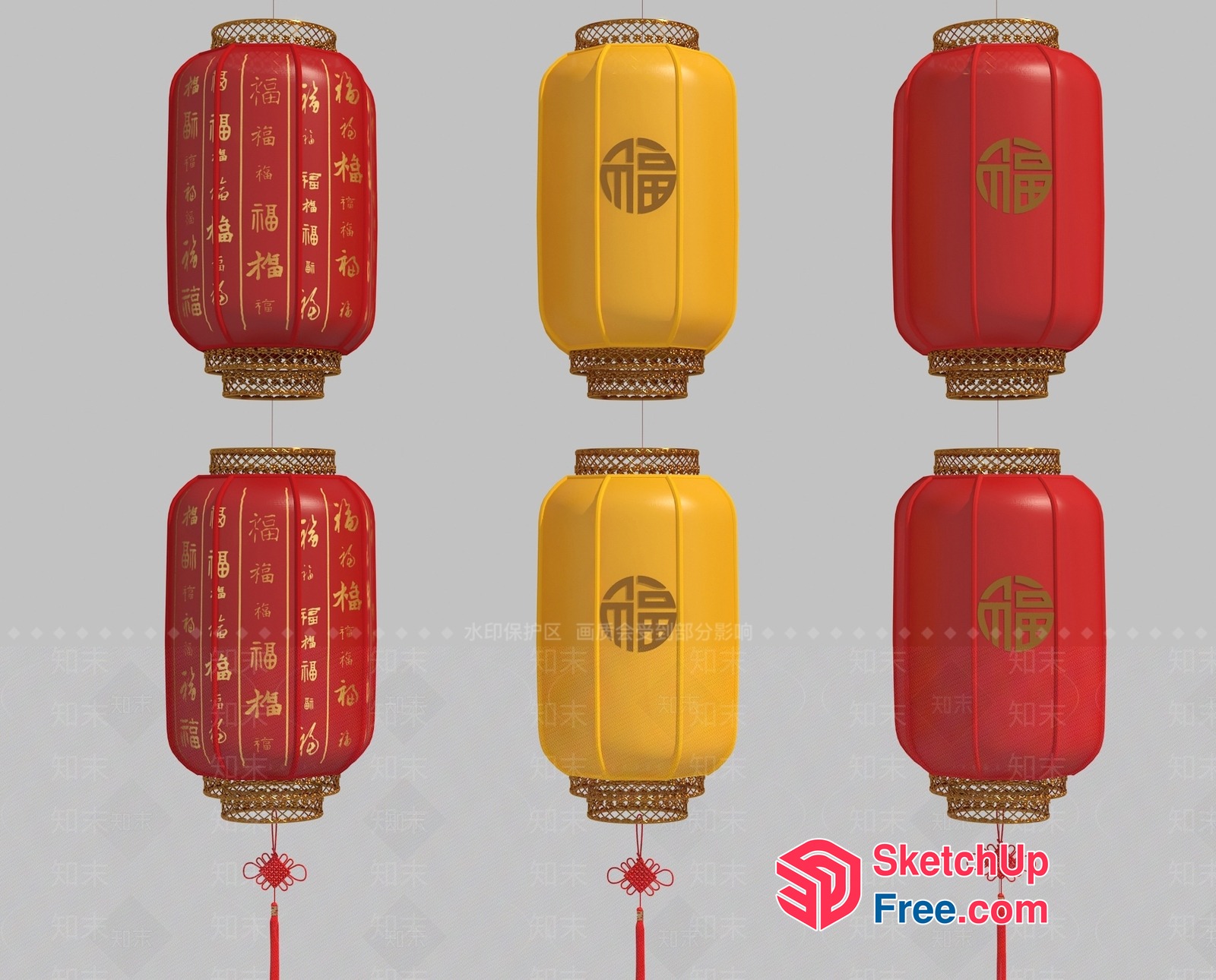Elegant Traditional Chinese Lanterns 3D SketchUp File