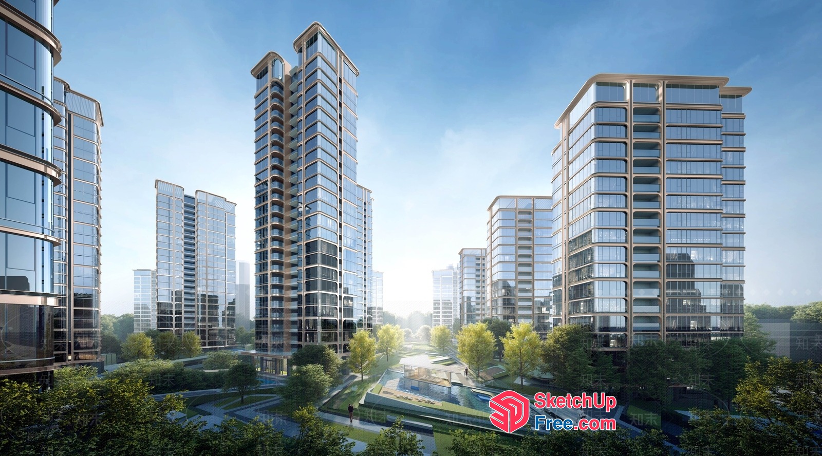 Modern Urban Skyscraper Cityscape 3D SketchUp File