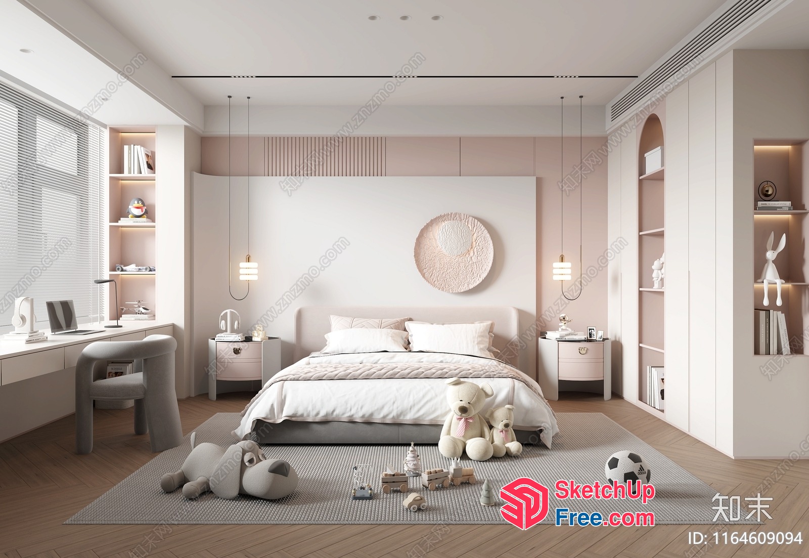 Minimalist Nordic Style Bedroom Interior 3D SketchUp File